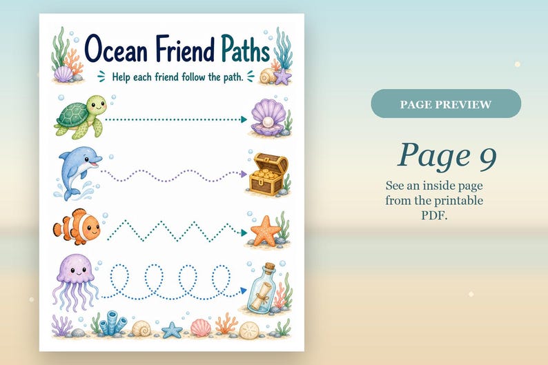 Jellyfish Pencil Paths | Pre Writing Worksheets | Printable PDF | Digital Download image 9
