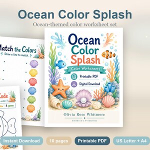 Ocean Color Splash | Color Worksheets | Printable PDF | Digital Download image 2
