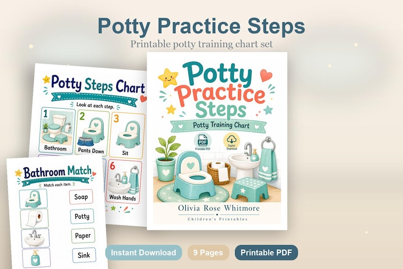 Potty Practice Steps | Potty Training Chart | Printable PDF | Digital Download image 2