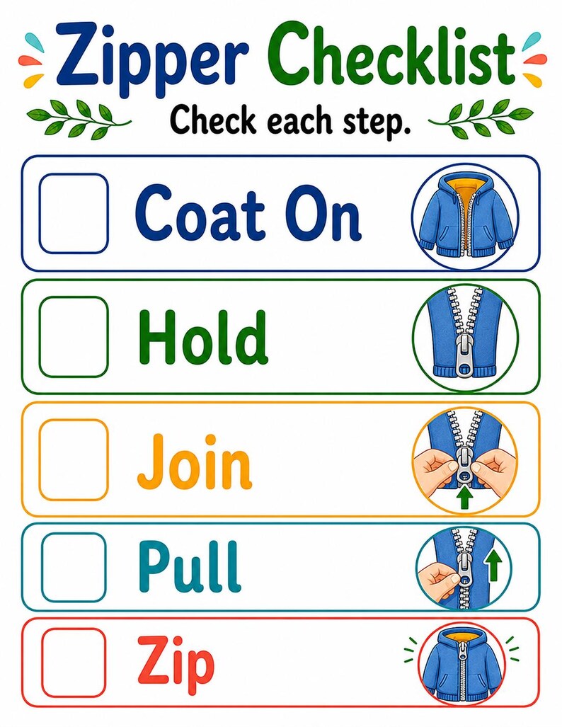 Zip Up Jacket | Zipper Practice | Printable PDF | Digital Download image 6