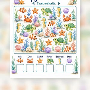 Coral I Spy Count / Schede di lavoro I Spy / PDF stampabile / Download digitale immagine 9
