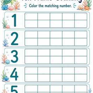 Coral Cove Counting | Werkbladen tellen | Afdrukbare pdf | Digitale download afbeelding 4