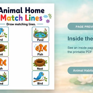 Animal Home Match | Animal Habitats Worksheets | Printable PDF | Digital Download image 10