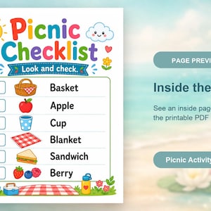 Afspeelpagina's picknick | Picknickactiviteiten voor kinderen | Afdrukbare pdf | Digitale download afbeelding 10