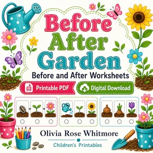Before After Garden | Before and After Worksheets | Printable PDF | Digital Download