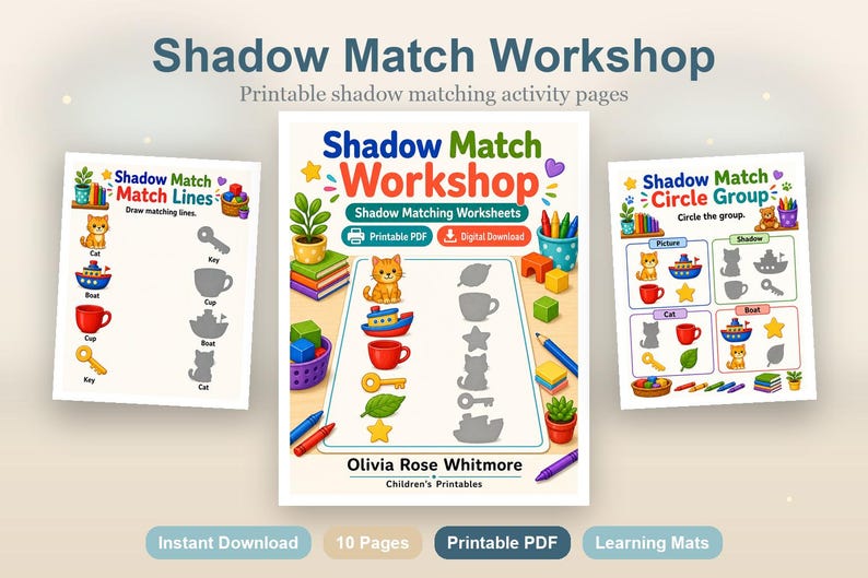 Shadow Match Workshop | Shadow Matching Worksheets | Printable PDF | Digital Download image 2