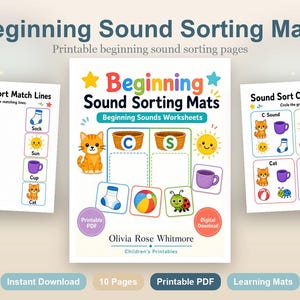 Beginning Sound Sorting Mats | Beginning Sounds Worksheets | Printable PDF | Digital Download image 2