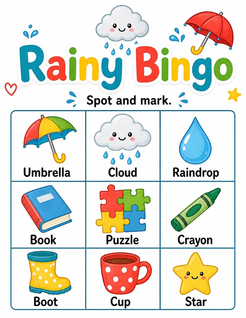 Regenachtige dag drukke pagina's | Regenachtige dagactiviteiten voor kinderen | Afdrukbare pdf | Digitale download afbeelding 3