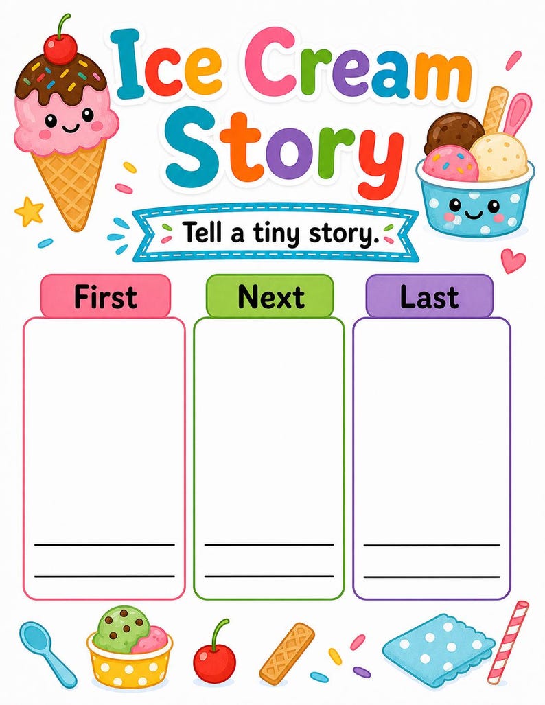 Pagine divertenti sul gelato / Attività sul gelato per bambini / PDF stampabile / Download digitale immagine 7