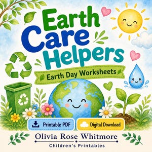 Erdpflegehelfer | Earth Day Arbeitsblätter | Druckbare PDF | Digitaler Download Bild 1