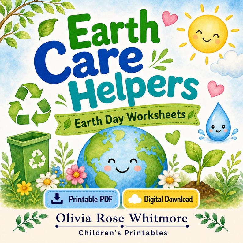 Erdpflegehelfer | Earth Day Arbeitsblätter | Druckbare PDF | Digitaler Download Bild 1