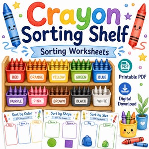 Crayon Sorting Shelf | Sorting Worksheets | Printable PDF | Digital Download image 1