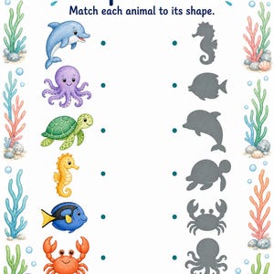 サンゴ礁の絵合わせ | 海洋生物のマッチングアクティビティ | 印刷可能なPDF | デジタルダウンロード 画像 4