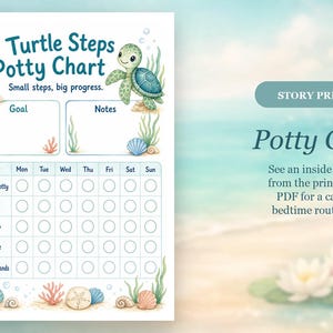 Turtle Tiny Steps | Tabela nauki korzystania z nocnika | Do druku w formacie PDF | Pobierz cyfrowo zdjęcie 6
