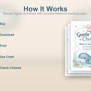 The Gentle Whale Choice | Behavior Chart for Kids | Printable PDF | Digital Download image 4