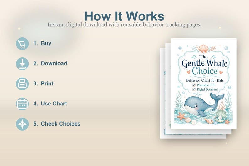 The Gentle Whale Choice | Behavior Chart for Kids | Printable PDF | Digital Download image 4