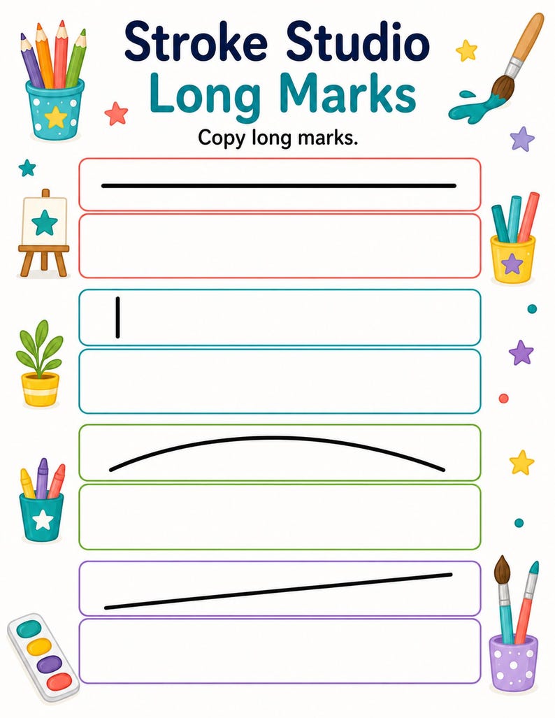 Stroke Practice Studio | Stroke Practice Worksheets | Printable PDF | Digital Download image 4