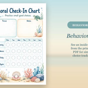 Tabla de registro/comportamiento para niños de Coral Cove / PDF imprimible / Descarga digital imagen 6
