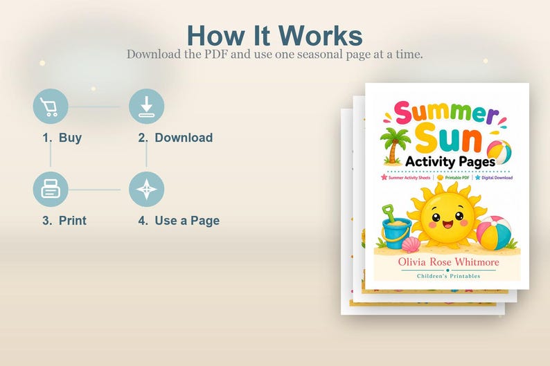 Pages d'activités au soleil d'été | Feuilles d'activités estivales | PDF imprimable | Téléchargement numérique image 8