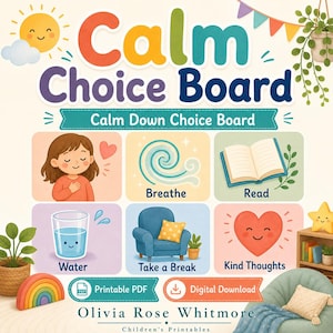 Calm Choice Board | Calm Down Choice Board | Printable PDF | Digital Download image 1