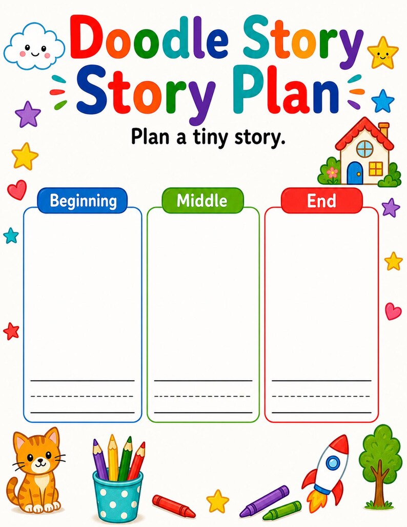 Doodle Story Starters | Drawing Prompts for Kids | Printable PDF | Digital Download image 7