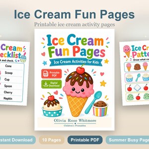 Pagine divertenti sul gelato / Attività sul gelato per bambini / PDF stampabile / Download digitale immagine 2