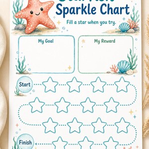 Tabla de recompensas Starfish Sparkle Steps para niños / PDF imprimible / Descarga digital imagen 5