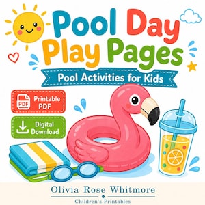 Pool Day Play Pages | Pool Activities for Kids | Printable PDF | Digital Download image 1