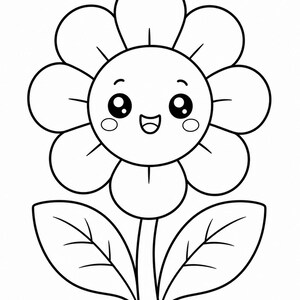 Disegni da colorare di un giardino kawaii / Disegni da colorare kawaii / PDF stampabile / Download digitale immagine 3