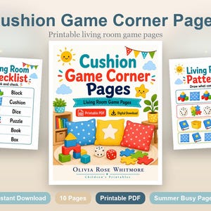 Cushion Game Corner Pages | Living Room Game Pages | Printable PDF | Digital Download image 2