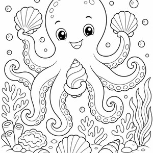 Kleurplaten Ocean Friends | Oceaan kleurplaten | Afdrukbare pdf | Digitale download afbeelding 5