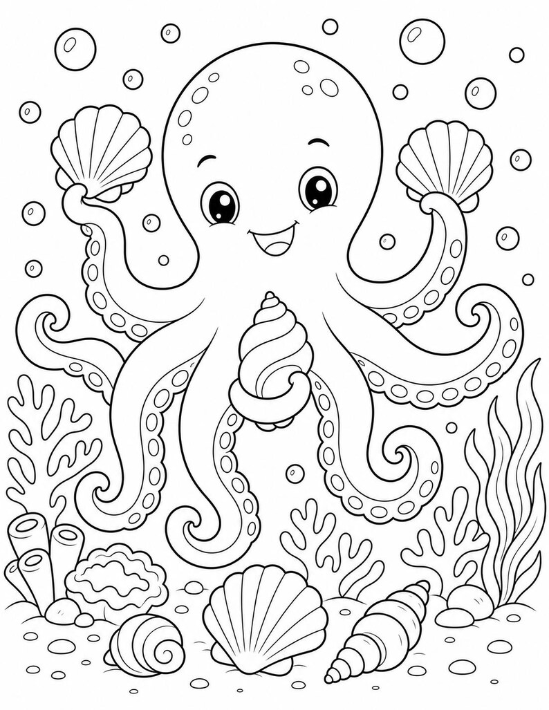 Kleurplaten Ocean Friends | Oceaan kleurplaten | Afdrukbare pdf | Digitale download afbeelding 5