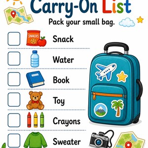 Lista de Itens para Viagem | Lista de Itens para Crianças | PDF para Imprimir | Download Digital imagem 4