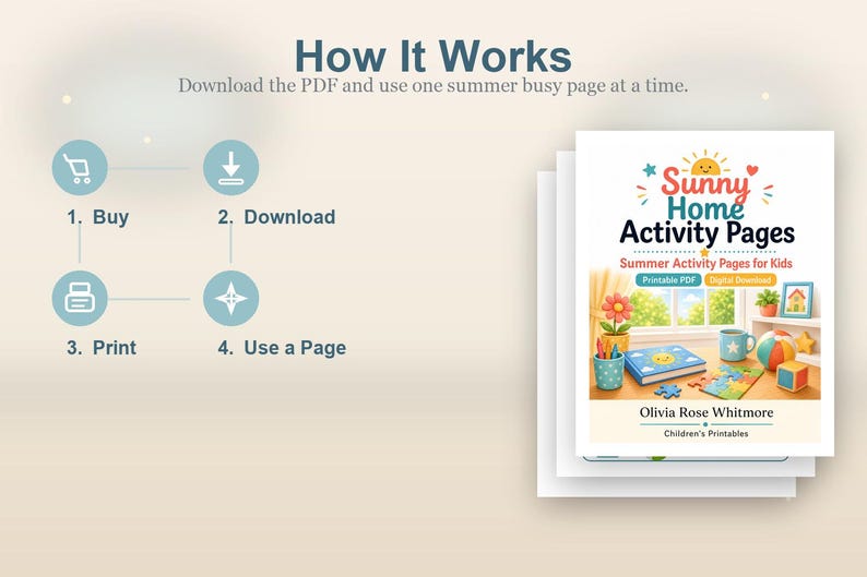 Sunny Home Activity Pages | Summer Activity Pages for Kids | Printable PDF | Digital Download image 8