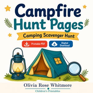 Campfire Hunt Pages | Camping Scavenger Hunt | Printable PDF | Digital Download image 1