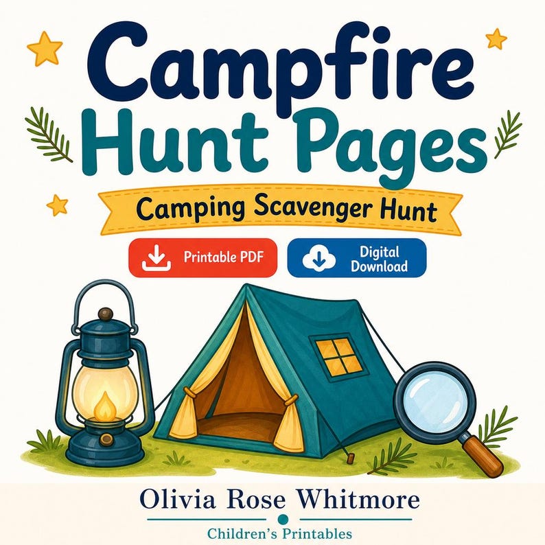 Campfire Hunt Pages | Camping Scavenger Hunt | Printable PDF | Digital Download image 1