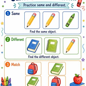 Same Different School | Same and Different Worksheets | Printable PDF | Digital Download image 7