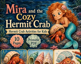 Mira and the Cozy Hermit Crab | Hermit Crab Activities for Kids | Printable PDF | Digital Download