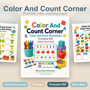 Color And Count Corner | Color and Count Worksheets | Printable PDF | Digital Download image 2