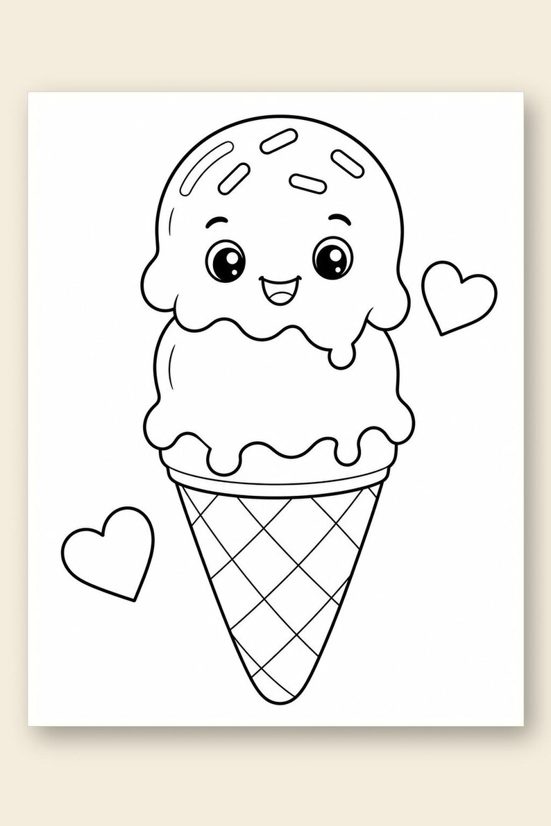 Disegni da colorare di dolci amici / Disegni da colorare di cibo carino / PDF stampabile / Download digitale immagine 9