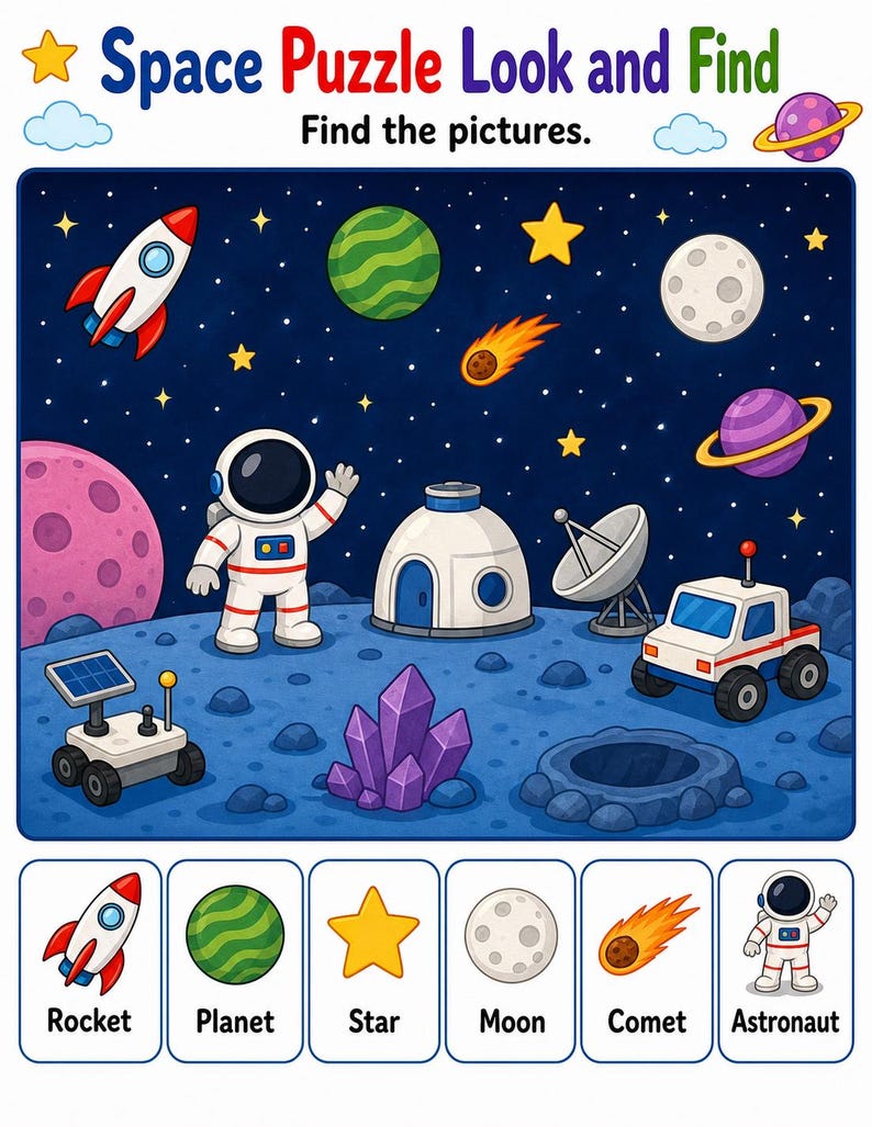 Space Logic Puzzles | Space Activity Sheets | Printable PDF | Digital Download image 4