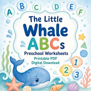 Das kleine Wal-ABC | Vorschul Arbeitsblätter | Druckbare PDF | Digitaler Download Bild 1