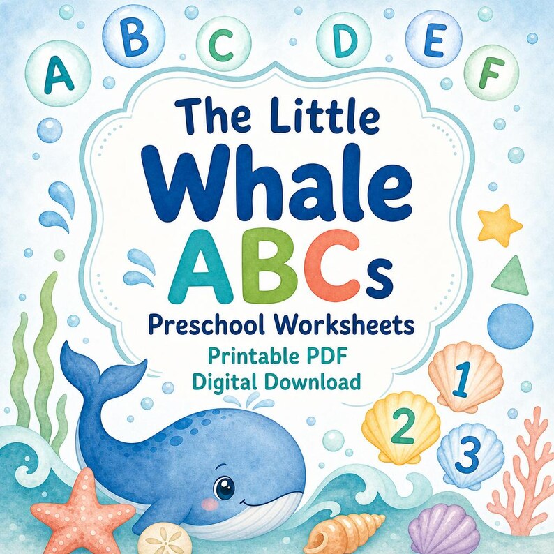 Das kleine Wal-ABC | Vorschul Arbeitsblätter | Druckbare PDF | Digitaler Download Bild 1