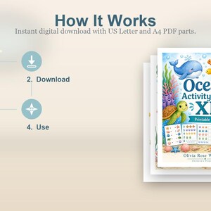海の生き物アクティビティブックXL｜子供向けアクティビティシート｜印刷可能なPDF｜デジタルダウンロード 画像 8