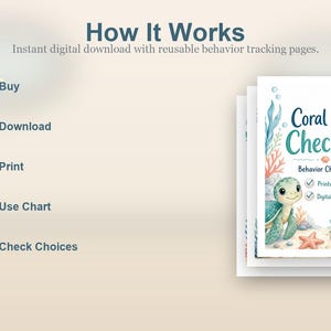Tabla de registro/comportamiento para niños de Coral Cove / PDF imprimible / Descarga digital imagen 4