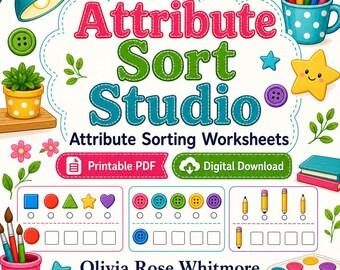 Attribute Sort Studio | Attribute Sorting Worksheets | Printable PDF | Digital Download