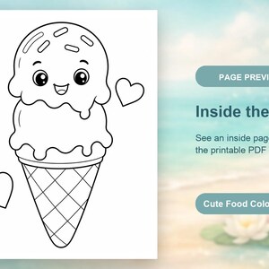 Disegni da colorare di dolci amici / Disegni da colorare di cibo carino / PDF stampabile / Download digitale immagine 10