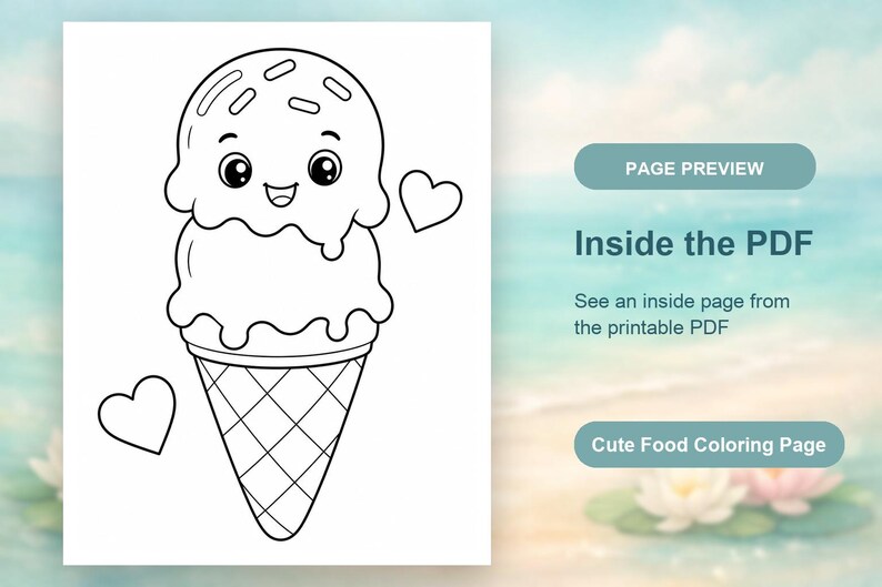 Disegni da colorare di dolci amici / Disegni da colorare di cibo carino / PDF stampabile / Download digitale immagine 10