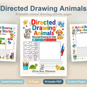 Directed Drawing Animals | Directed Drawing for Kids | Printable PDF | Digital Download image 2