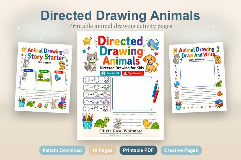 Directed Drawing Animals | Directed Drawing for Kids | Printable PDF | Digital Download image 2